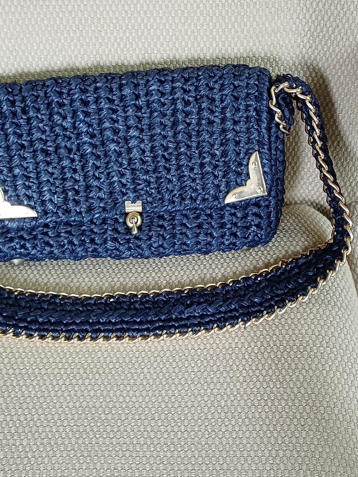 Retro vintage damestas. Begin jaren 70. Donkerbl, Ophalen of Verzenden, Gebruikt, Blauw, Handtas