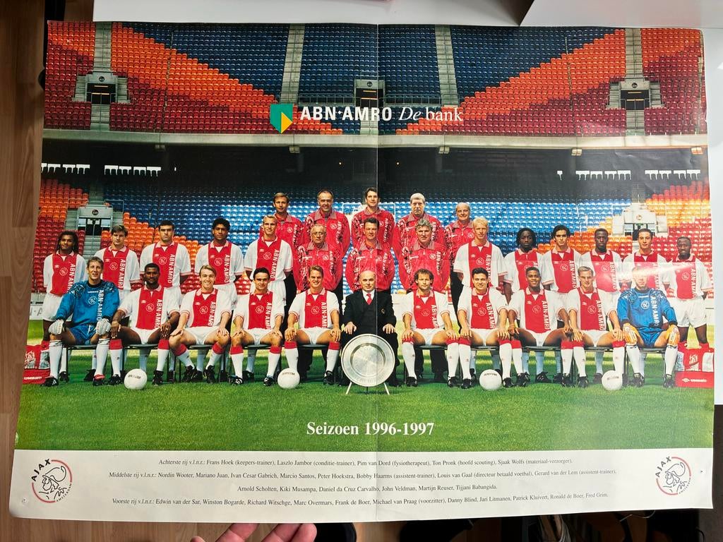 Ajax elftalfoto seizoen 1996-1997, Verzamelen, Ophalen, Zo goed als nieuw, Ajax, Poster, Plaatje of Sticker