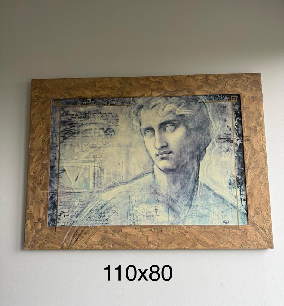 Mooi schilderij aparte lijst, Michelangelo, David 110x80 cm, Ophalen