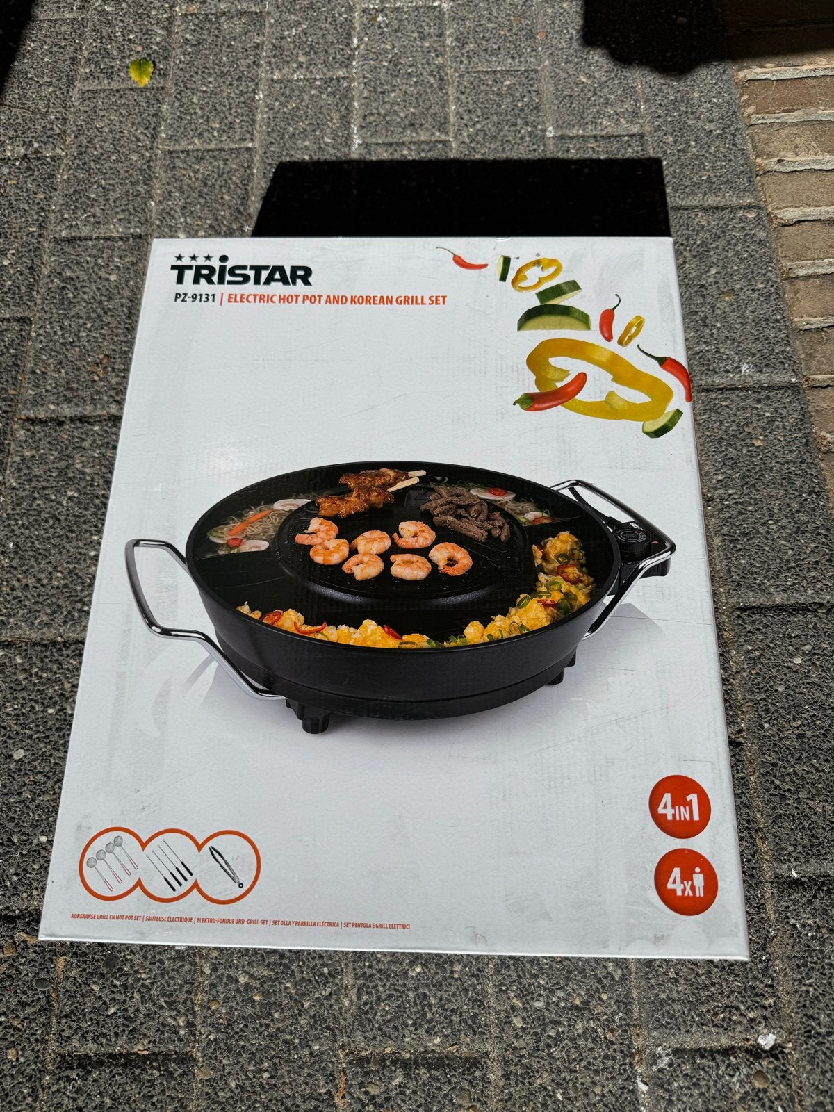 Tristar PZ-9131 Elektrische Hot Pot en Koreaanse Grill Set, Ophalen of Verzenden, Nieuw, 4 t/m 7 personen