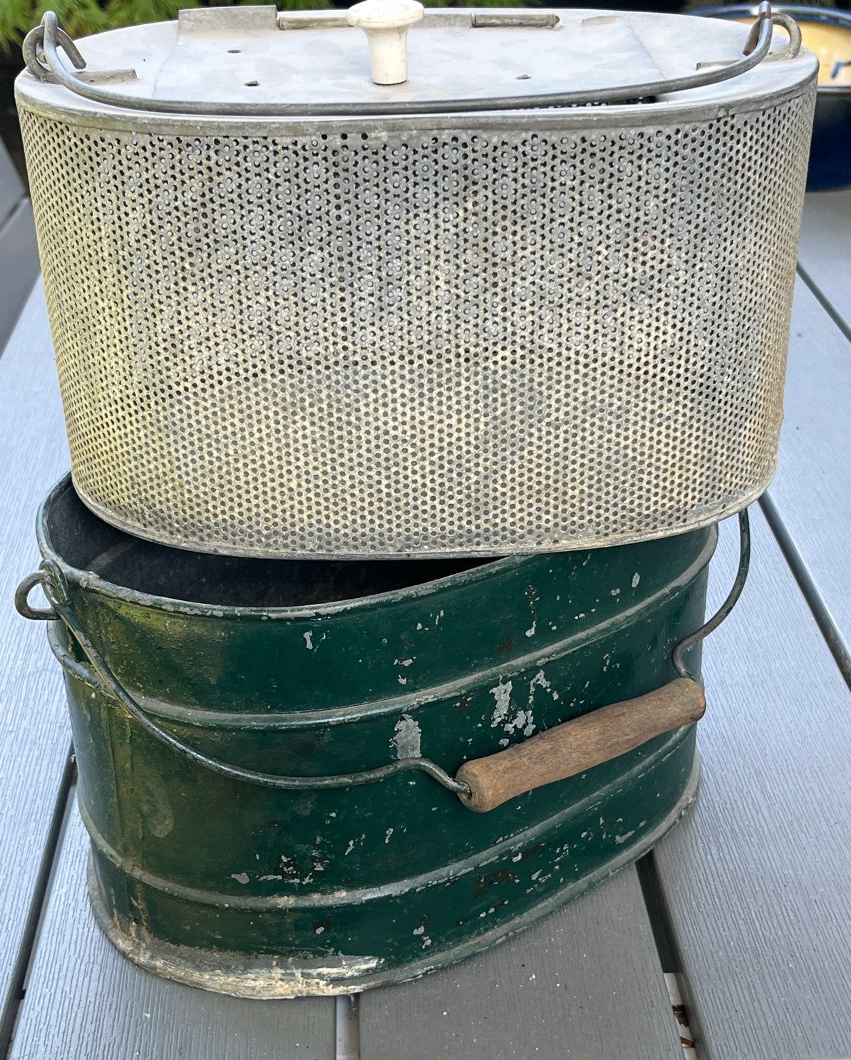 Vintage Aasemmer met geperforeerde binnenbak, Ophalen of Verzenden