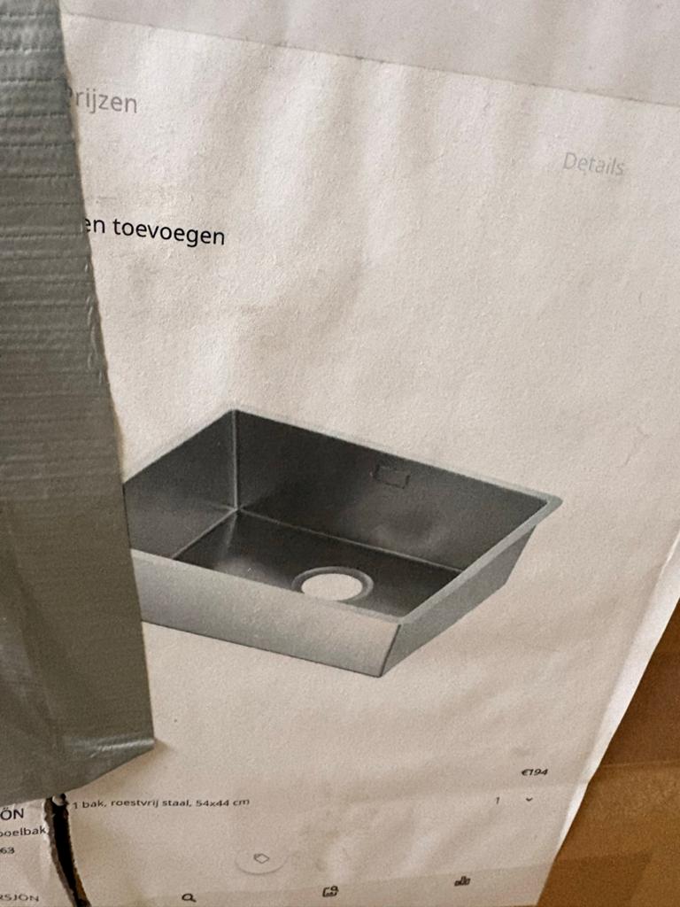 Nieuwe IKEA NORRSJÖN gootsteen, roestvrij staal, 54x44 cm, Ophalen, Overige typen, IKEA, Metaal