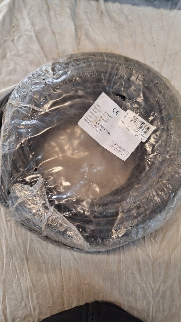 Nieuw S05W-F 5x 1.5 kabel, 50 meter, zwart, Doe-het-zelf en Verbouw, Ophalen, Nieuw, Kabel of Snoer