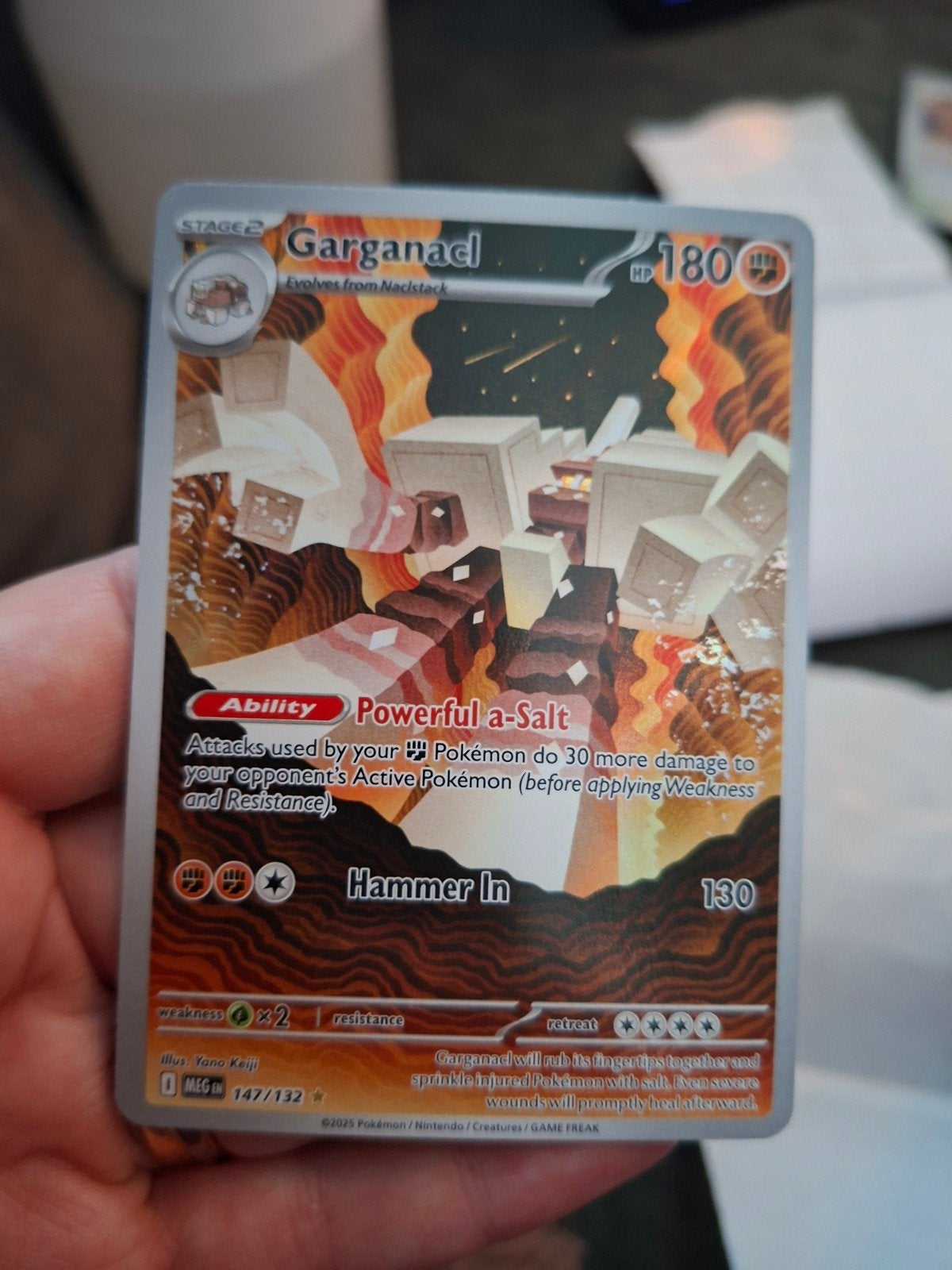 Garganacl Pokémon kaart (Full Art) - Mega evolutions, Ophalen of Verzenden, Zo goed als nieuw, Losse kaart
