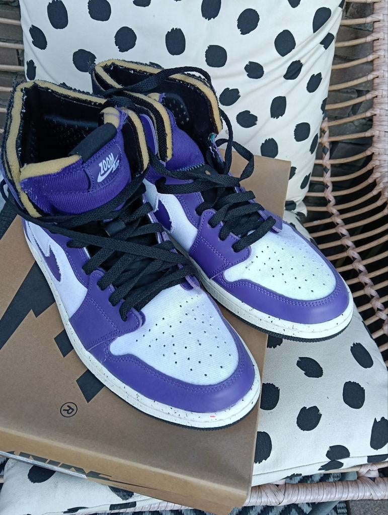 M 46 Air Jordan 1 Zoom Air Special edition CMFT - Paars/Wit, Wit, Nieuw, Ophalen of Verzenden, Nike Air Jordan