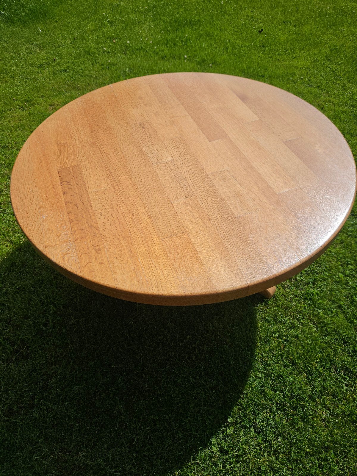 Ronde eikenhouten tafel van Meubelfabriek Oisterwijk, Ophalen, Gebruikt, 50 tot 100 cm, Tot twee personen