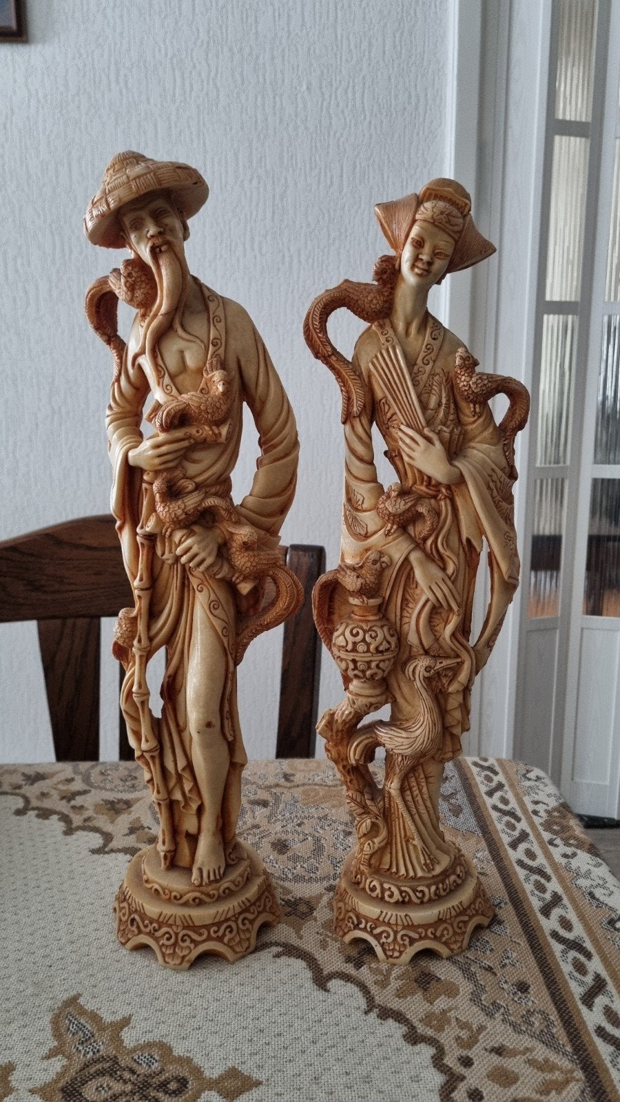 Oud Vintage Ivorine Chinese Set beelden, Ophalen, 20 - 50 cm, Beeld, Klassiek