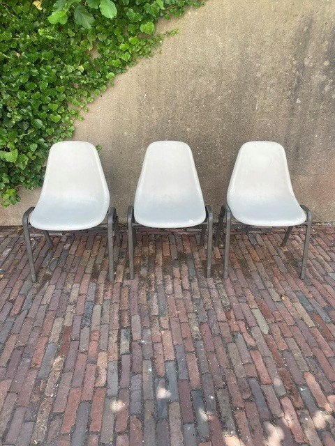 3 vintage design kuipstoelen Stoll Orly West Germany, Ophalen, Kunststof, Gebruikt, Drie