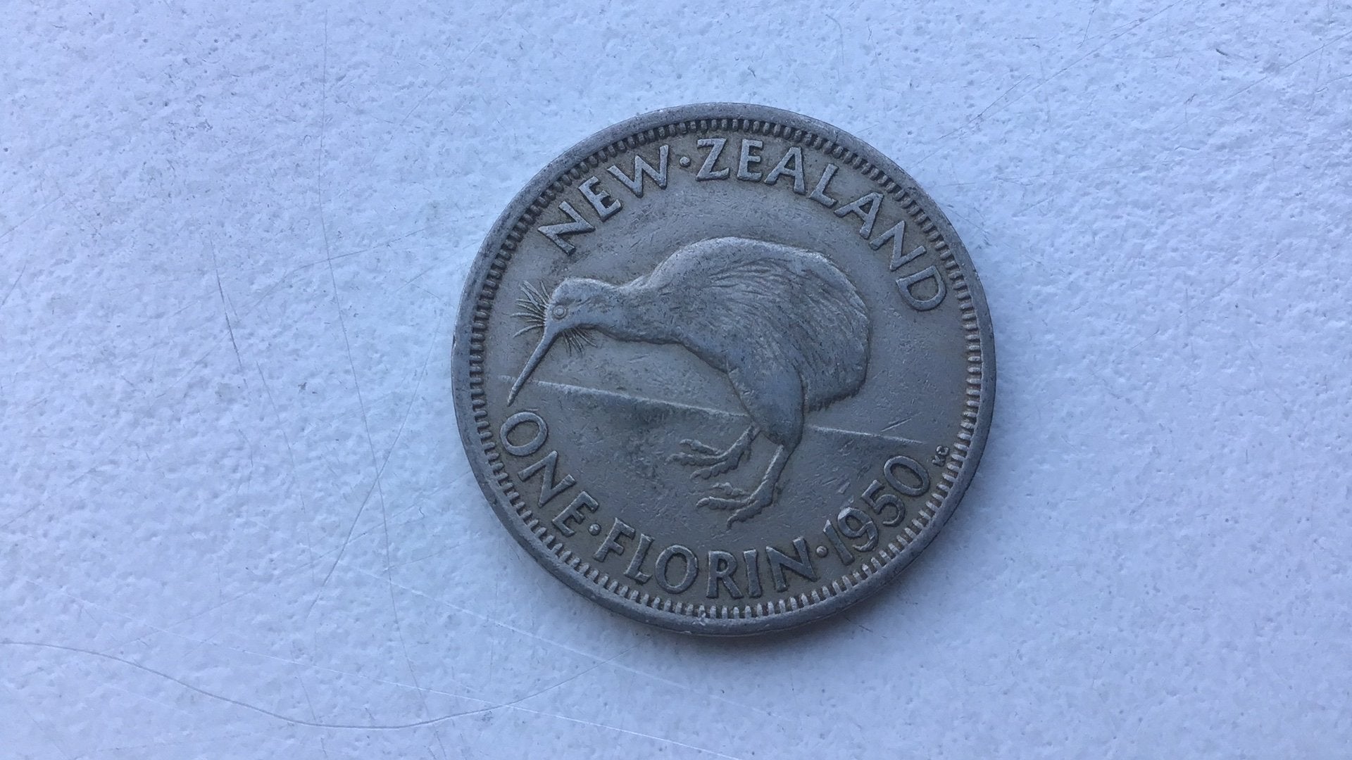 New Zealand 1 florin 1950., Postzegels en Munten, Ophalen of Verzenden