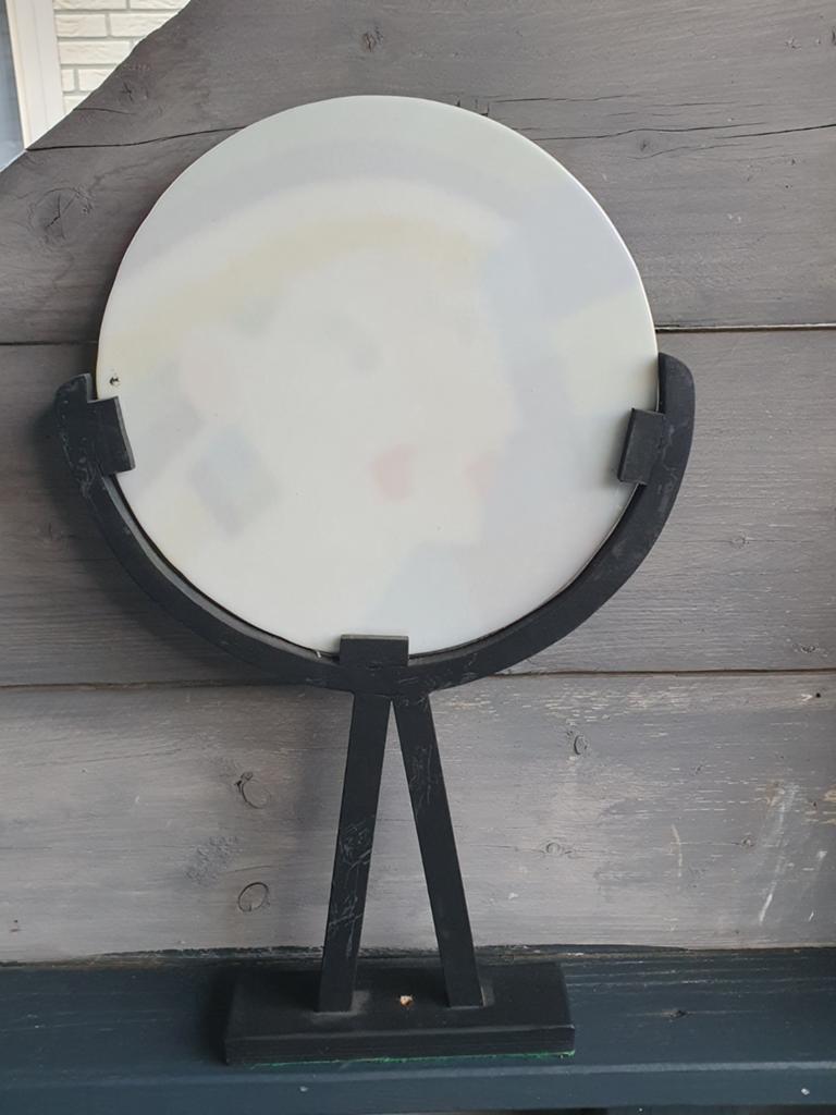 Glazen sculptuur op standaard, abstracte kunst, Glas, Ophalen of Verzenden, 20 - 50 cm, Beeld