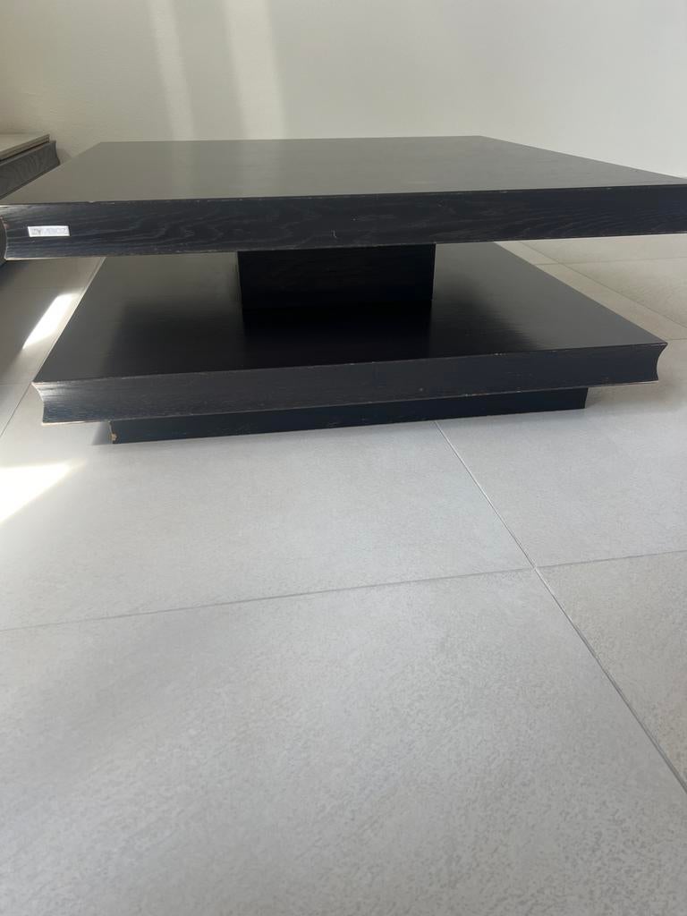 Zymbioz Salontafel Zwart Hout - Modern Design, Huis en Inrichting, Tafels | Salontafels, Ophalen, Gebruikt, Vierkant, 50 tot 100 cm