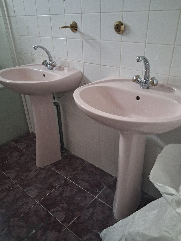 zacht roze badkamer wastafels bidet, bad, Ophalen, Gebruikt, Met bad