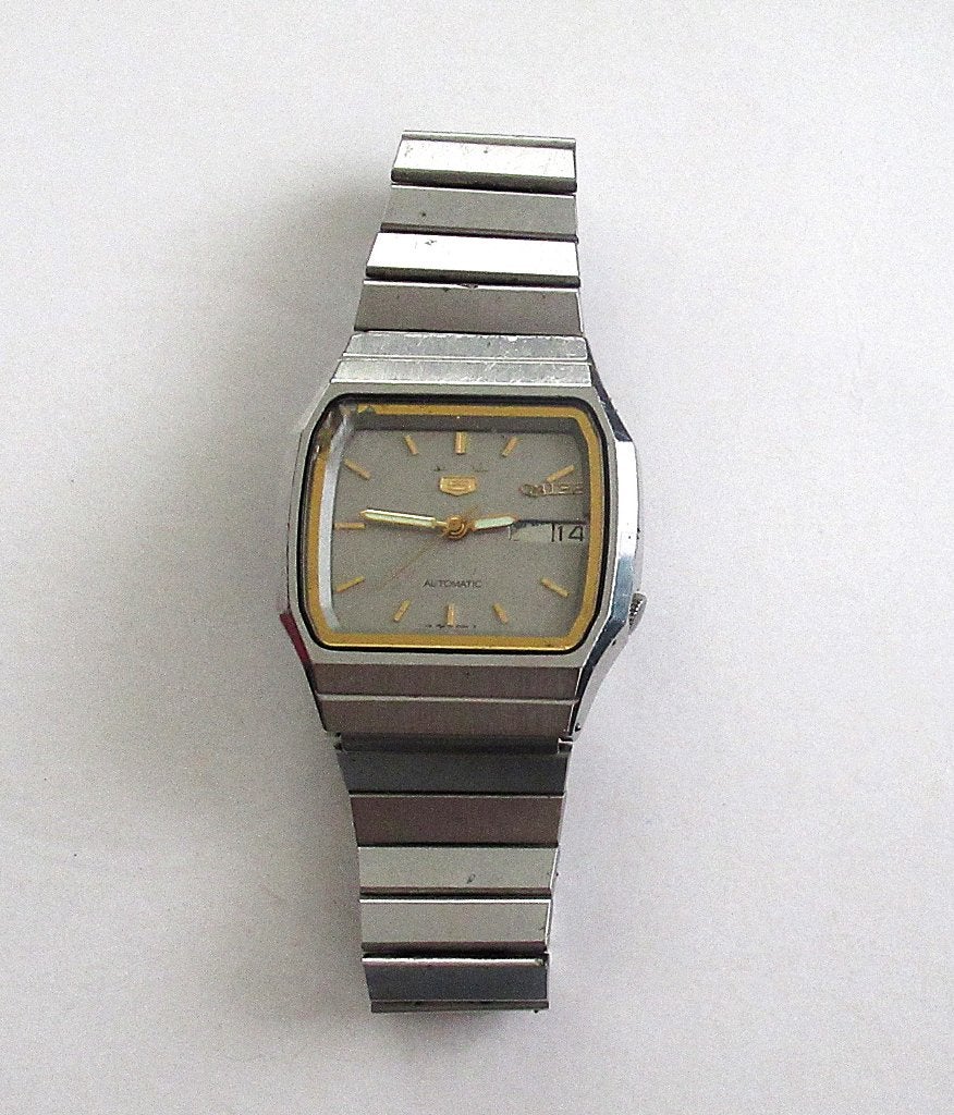 Vintage Seiko 5 automatic herenhorloge met kalender, Japan., Ophalen of Verzenden, Staal, Seiko, 1960 of later