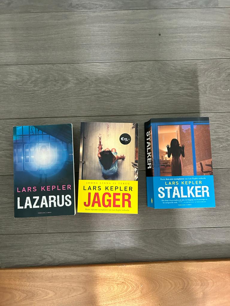 Lars Kepler Thriller Boeken: Lazarus, Jager, Stalker, Ophalen of Verzenden, Gelezen, Scandinavië