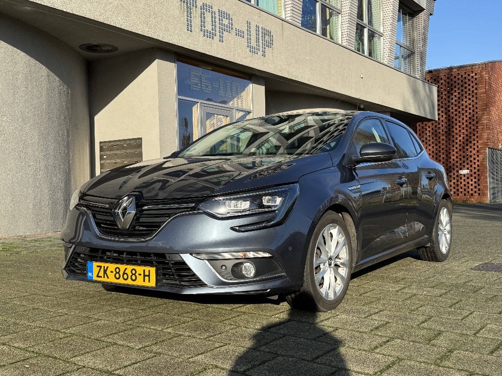 Renault Mégane 1.2 16V 97KW HB 2018 Grijs Limited, Auto's, Voorwielaandrijving, Dealer onderhouden, Stof, Zwart