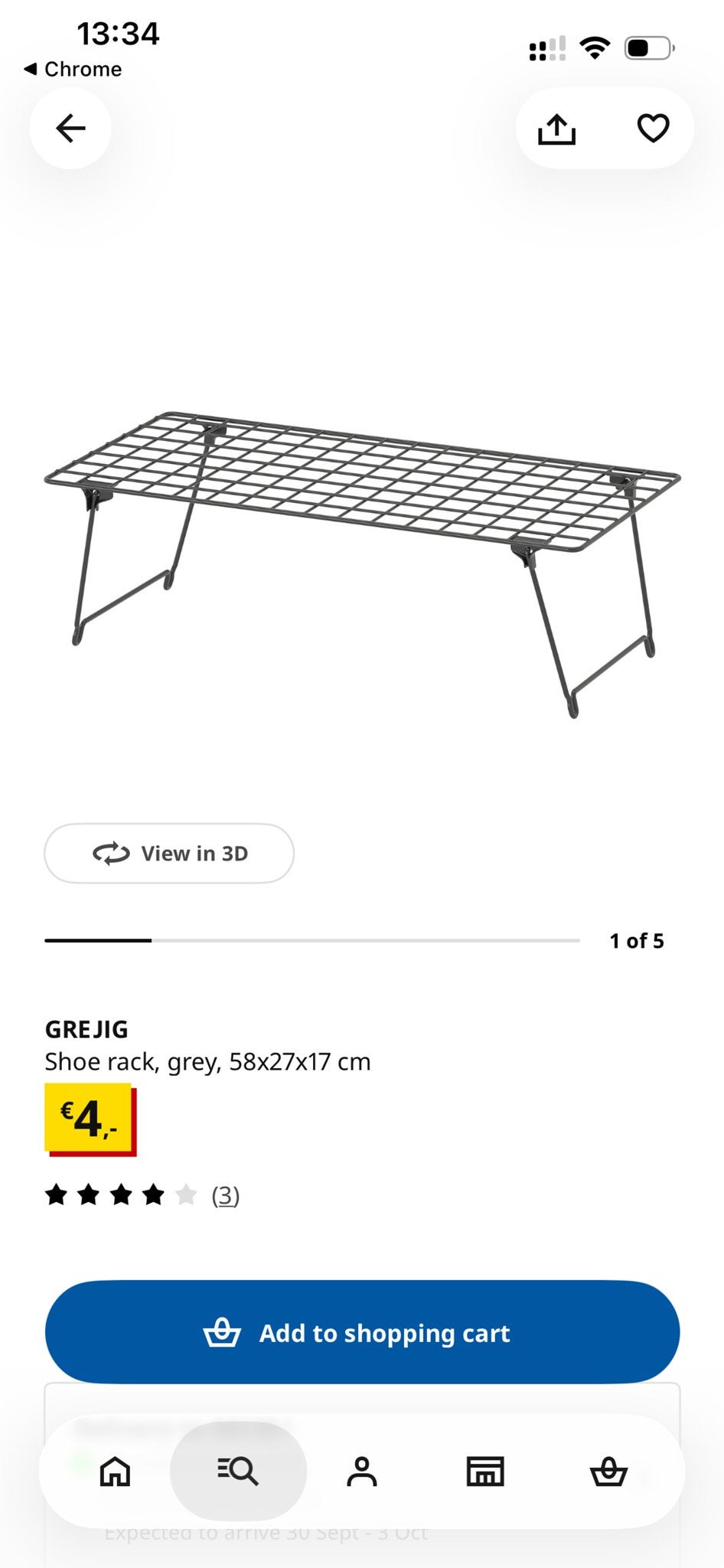 Set of 3 GREJIG Schoenenrek, grijs, 58x27x17 cm, Huis en Inrichting, Ophalen of Verzenden, Zo goed als nieuw