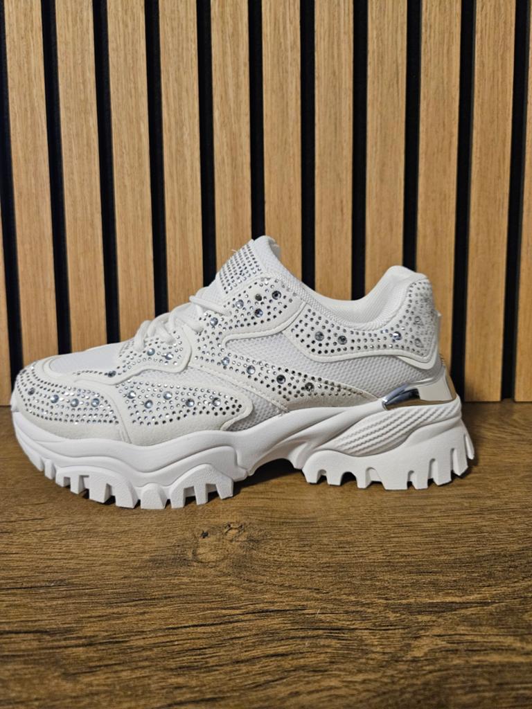 Nieuwe witte sneakers met strass steentjes - Maat 38, Ophalen of Verzenden, Nieuw, Wit, Overige merken