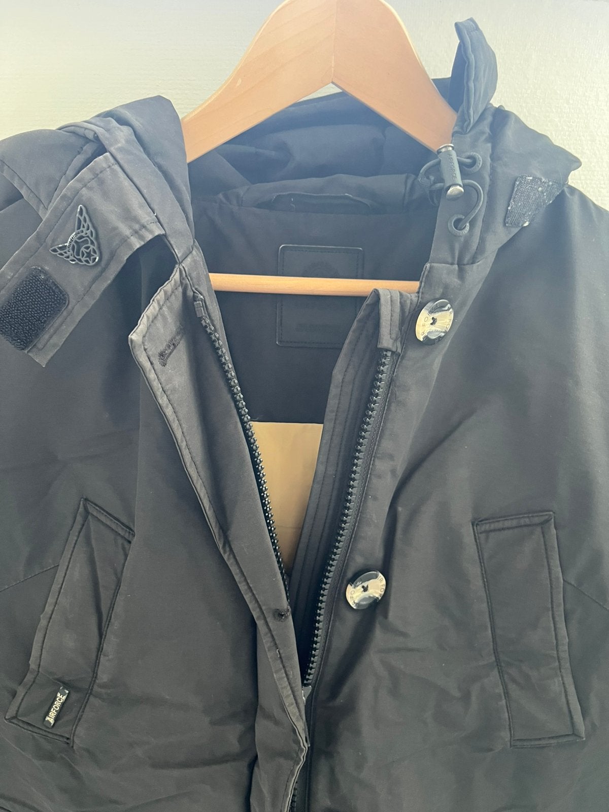 Airforce jas. Air Force parka jas. Winter. Maat XS/S 16 jaar, Ophalen of Verzenden, Gedragen, Maat 34 (XS) of kleiner, Zwart