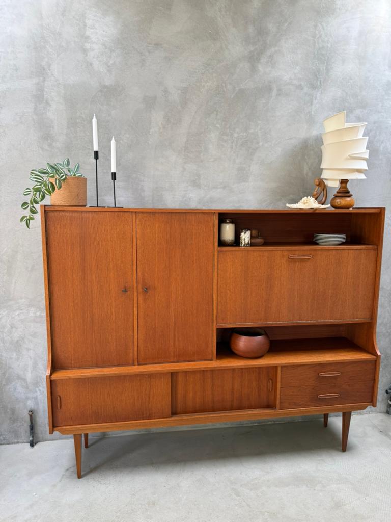 Vintage dressoir / highboard - jaren ‘60, Huis en Inrichting, Kasten | Dressoirs, Ophalen, Q, 150 tot 200 cm, Zo goed als nieuw