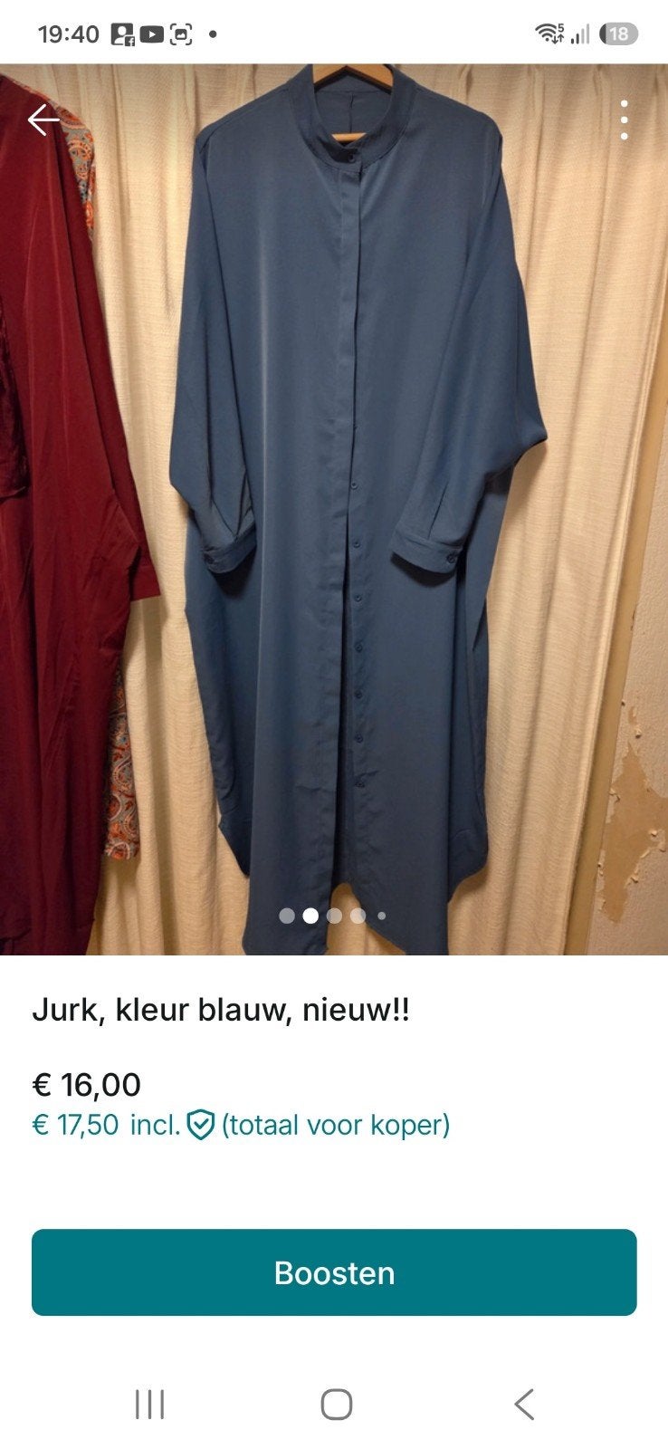 Arabische japon, one size, tot op de GROND!!!, Kleding | Dames, Ophalen of Verzenden, Nieuw, Maat 38/40 (M), Blauw