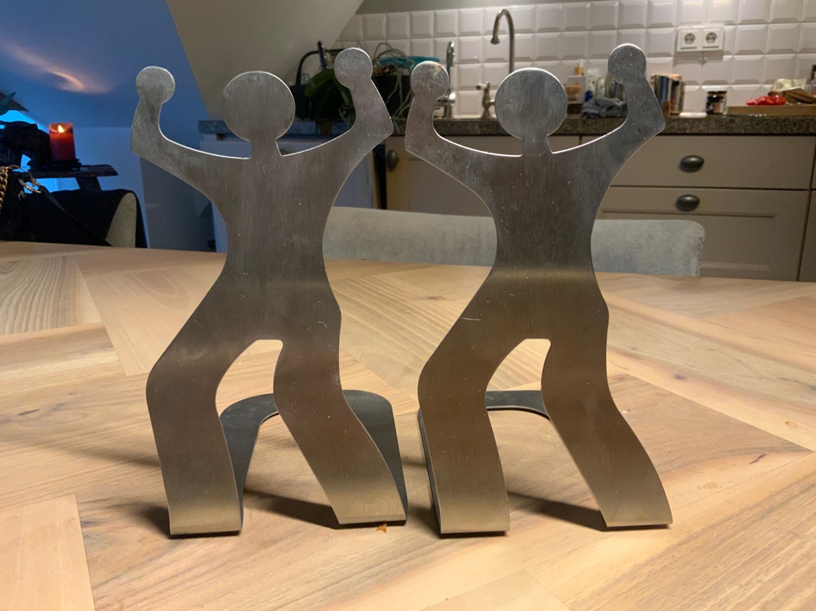 Metalen Design Boekensteunen stijl Keith Haring Pop Art, Ophalen of Verzenden