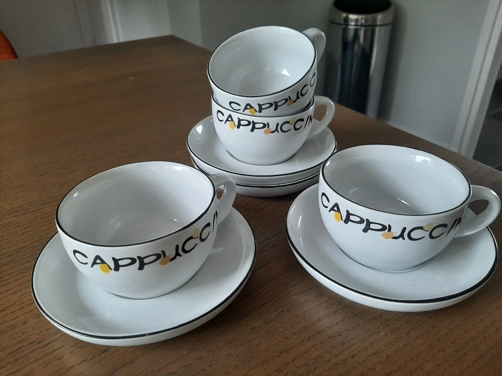 cappuccino kop en schotel 4x, Ophalen, Nieuw, Overige stijlen, Kop(pen) en/of Schotel(s)