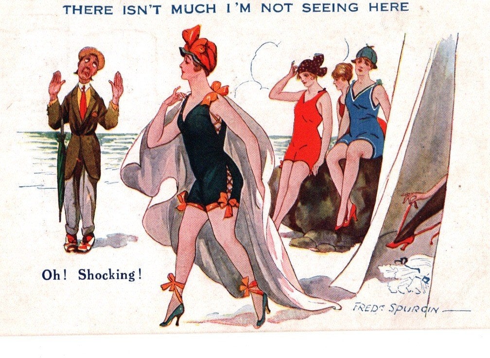 Antieke Ansichtkaart Fred Spurgin 'Oh Shocking' Strand, Ophalen of Verzenden, Voor 1920, Ongelopen