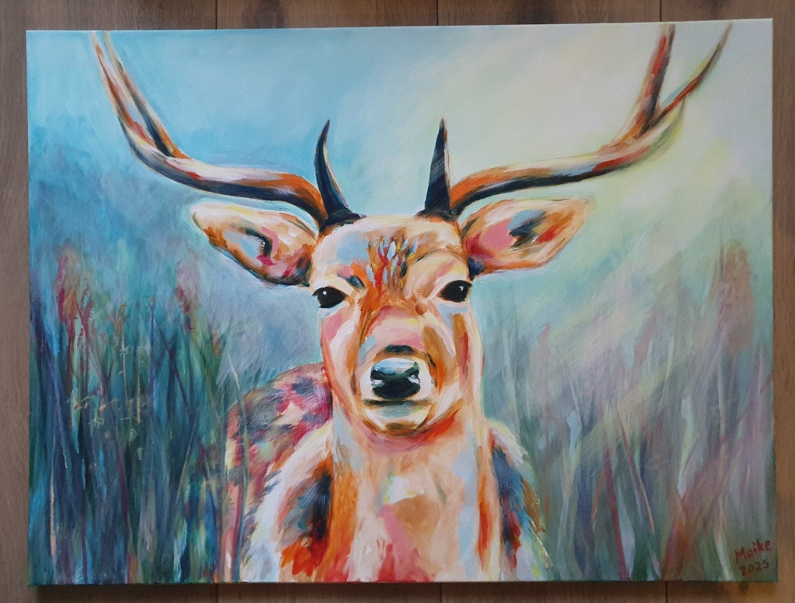 hert 50x70 acryl op doek, Ophalen