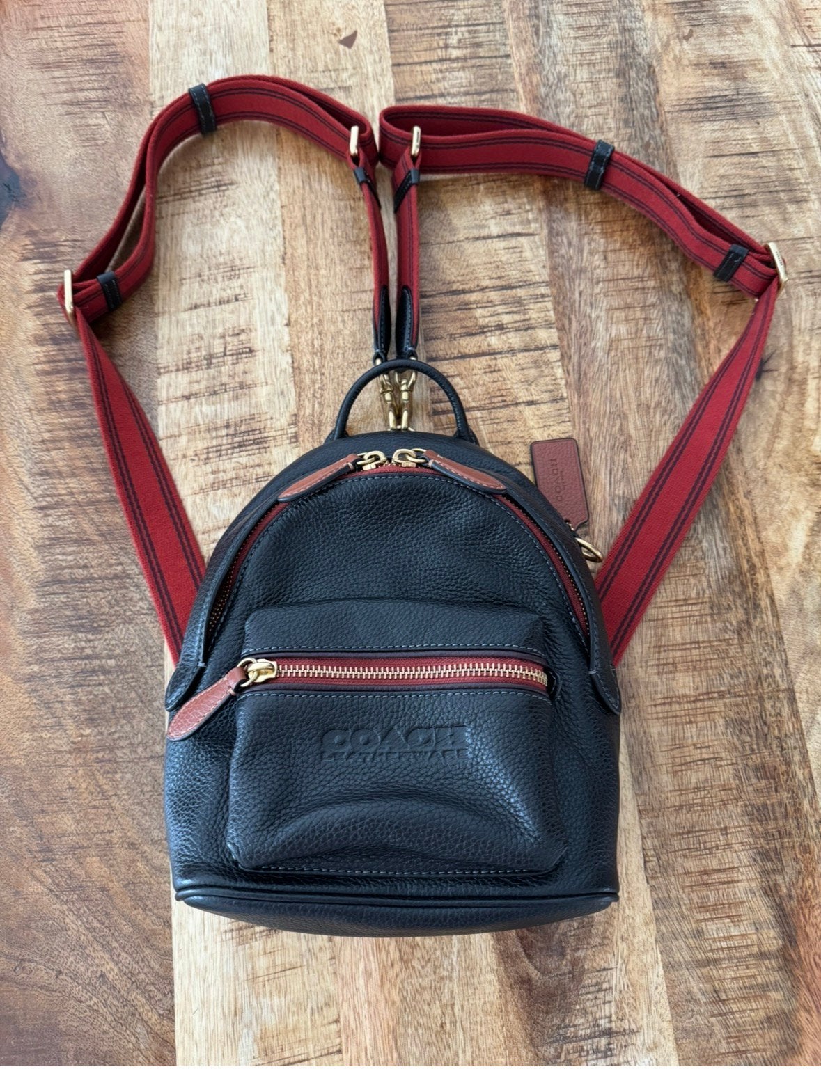 Coach rugtas zwart leer, Sieraden, Tassen en Uiterlijk, Tassen | Damestassen, Ophalen of Verzenden, Zo goed als nieuw, Zwart, Handtas