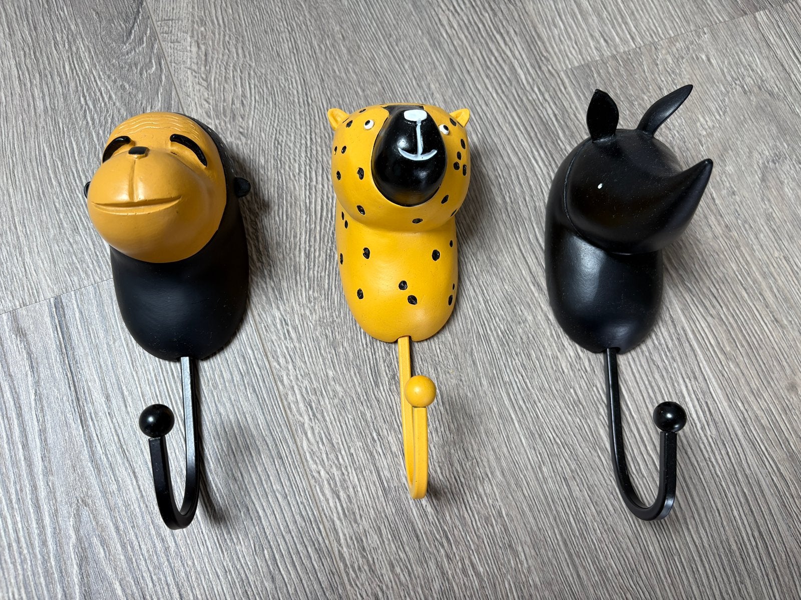 Set van 3 stoere dierenkapstokjes (Aap, Luipaard, Neushoorn), Huis en Inrichting, Woonaccessoires | Kapstokken, Overige materialen