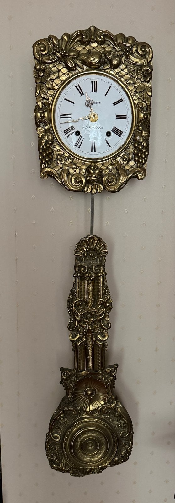 Antieke Franse pendule klok met slinger, Ophalen