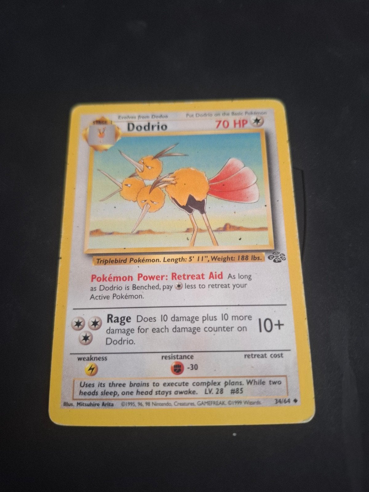 Dodrio Pokémon Kaart 34/64 Jungle Set 1999, Ophalen of Verzenden, Gebruikt, Losse kaart