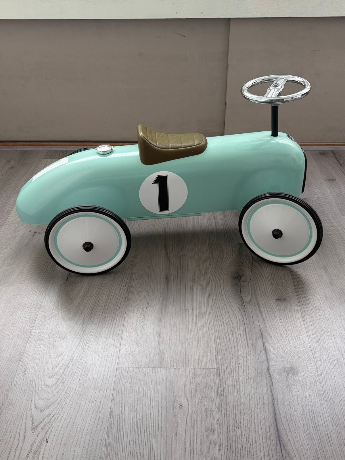 Retro Roller loopauto - Mintgroen met nummer 1, Ophalen, Gebruikt