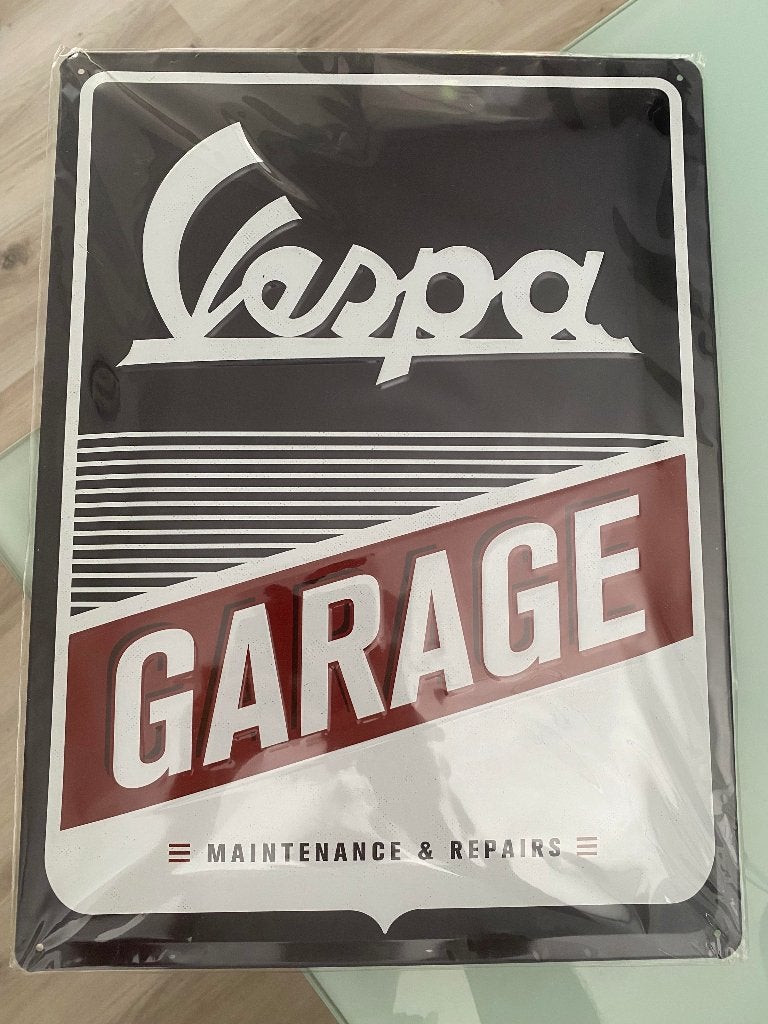 Vespa Garage Maintenance & Repairs bord metaal, Meerkleurig, Nieuw, Ophalen of Verzenden, Metaal