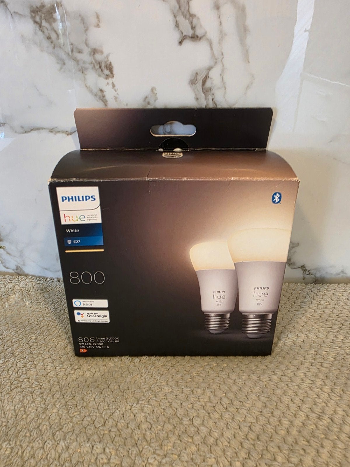 Philips Hue White E27 2-pack 800 lumen als nieuw, Ophalen of Verzenden, Zo goed als nieuw, E27 (groot), Led-lamp