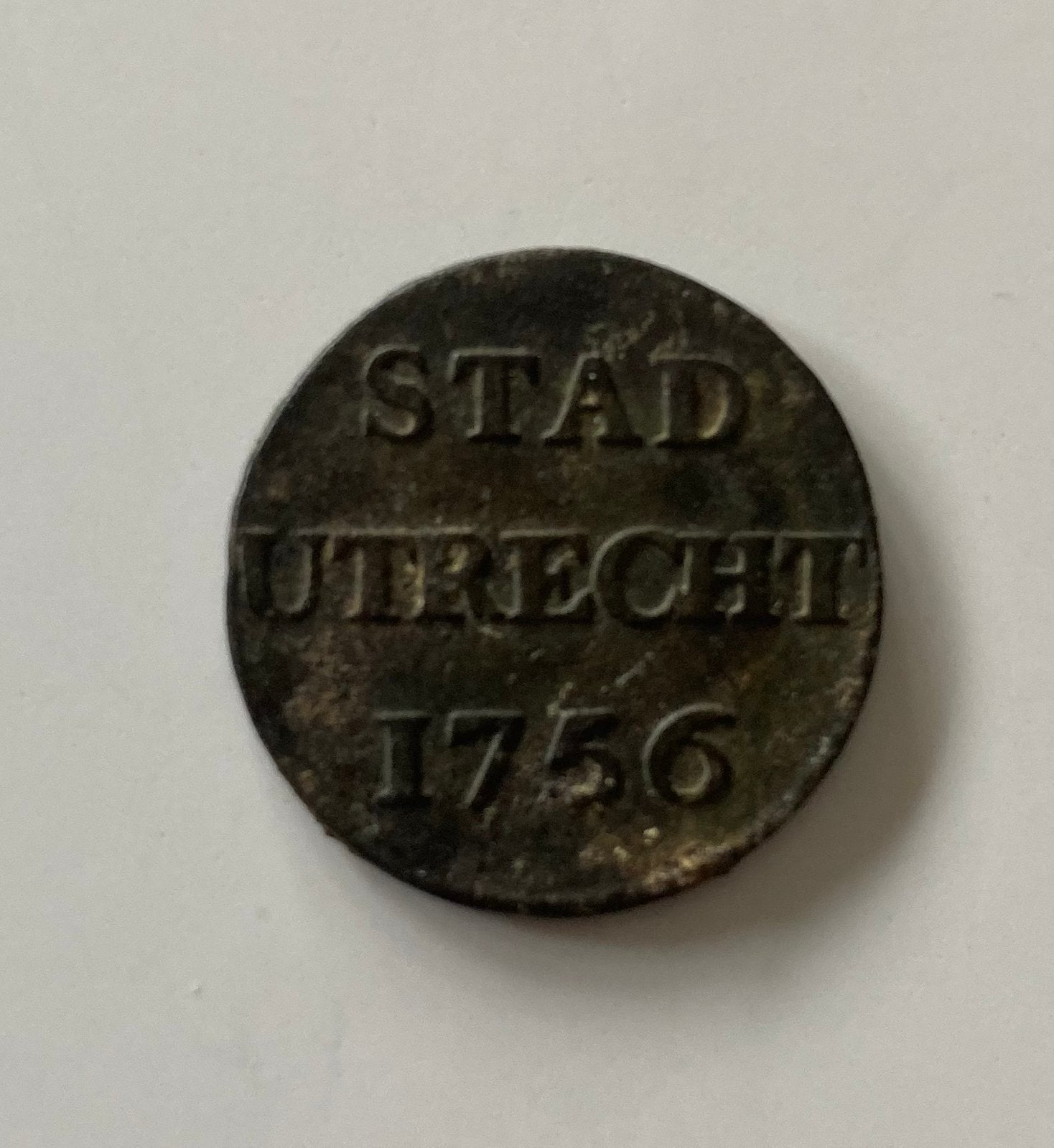 Munt duit STAD UTRECHT 1756 echt een topstuk, Ophalen of Verzenden, Vóór koninkrijk, Overige waardes
