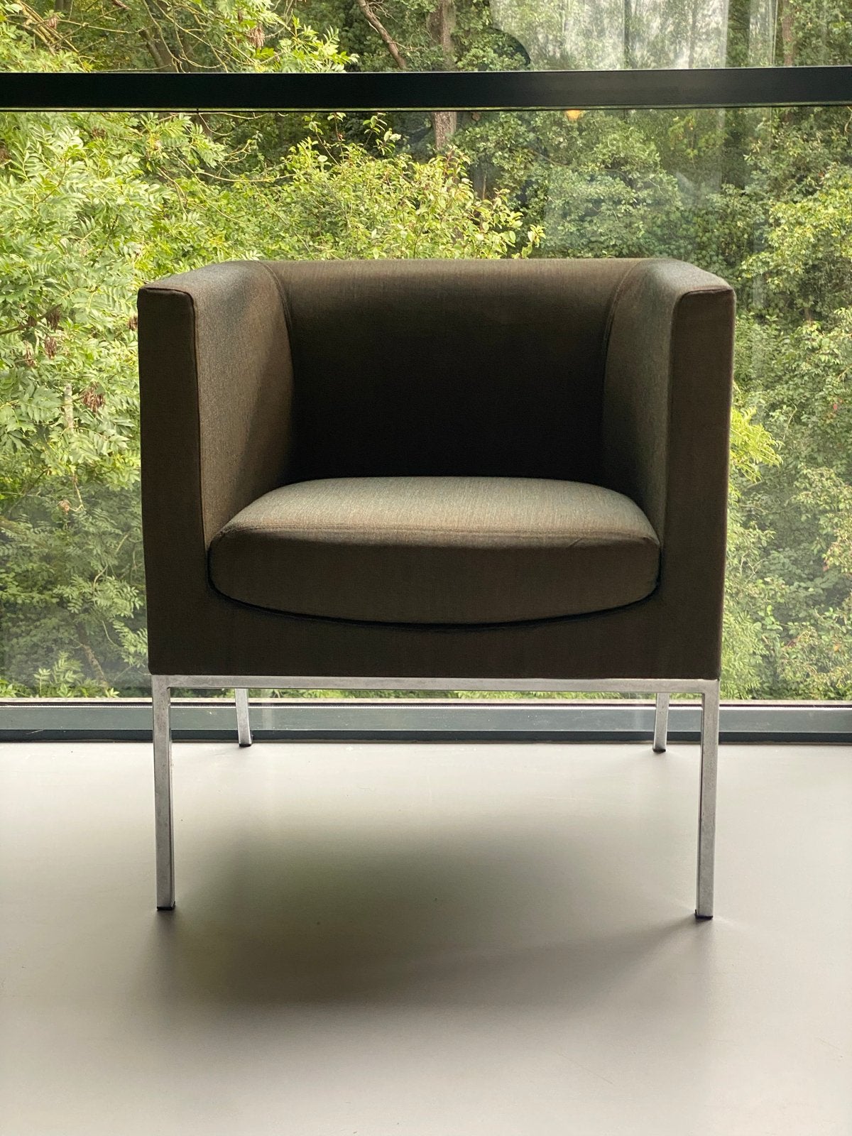 Orangebox Cubb design fauteuils set van 6 bruin/taupe stof, Ophalen, Gebruikt, Twee, Bruin