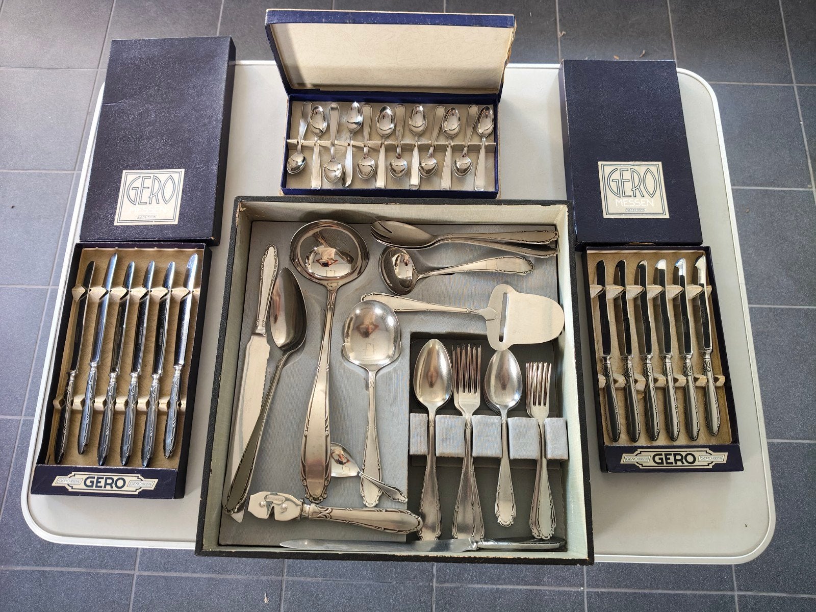 6 delig Gero Zilmeta bestekset, Ophalen, Gero, Rvs of Chroom, Bestekset