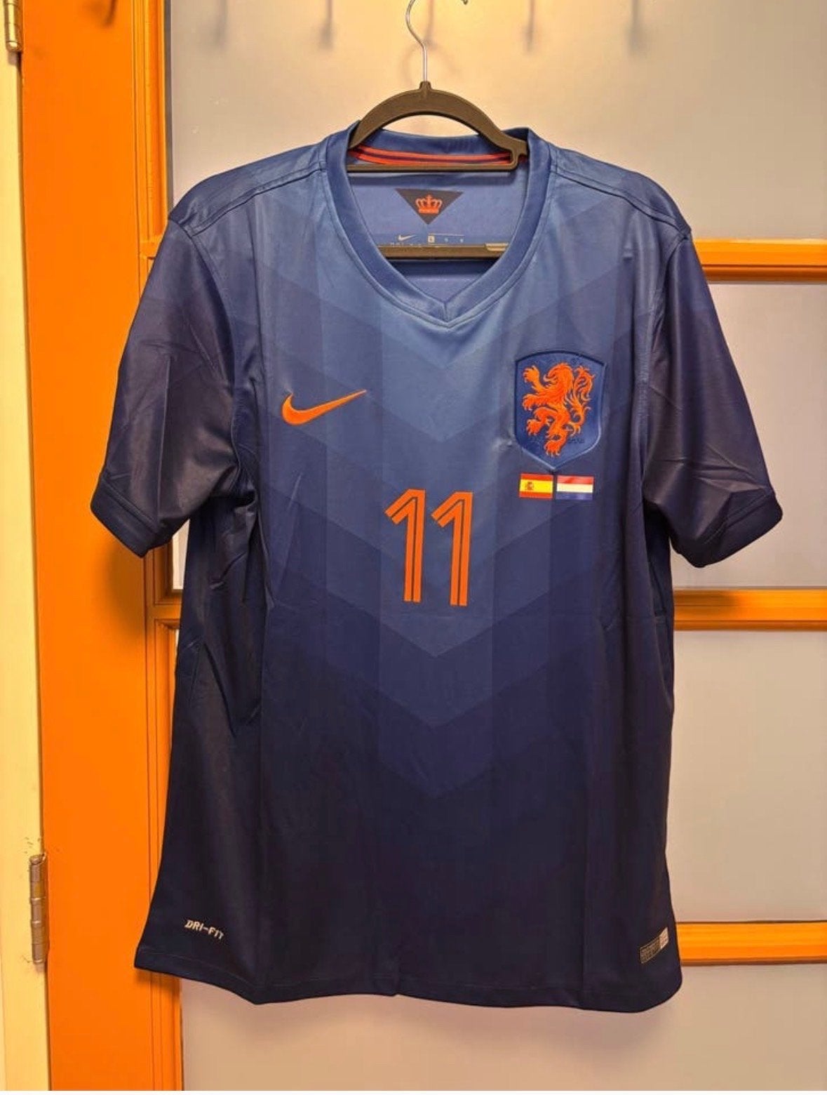 Nederlands Elftal Thuisshirt wk 2014 - Robben 11 - Maat XL, Blauw, Maat 56/58 (XL), Ophalen of Verzenden, Zo goed als nieuw