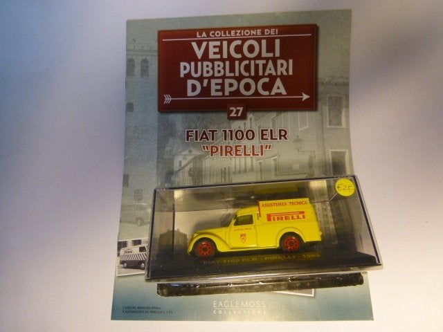Fiat 1100 ERL Pirelli banden met tijdschrift, Hobby en Vrije tijd, Modelauto's | 1:43, Ophalen of Verzenden, Nieuw, Auto, Overige merken