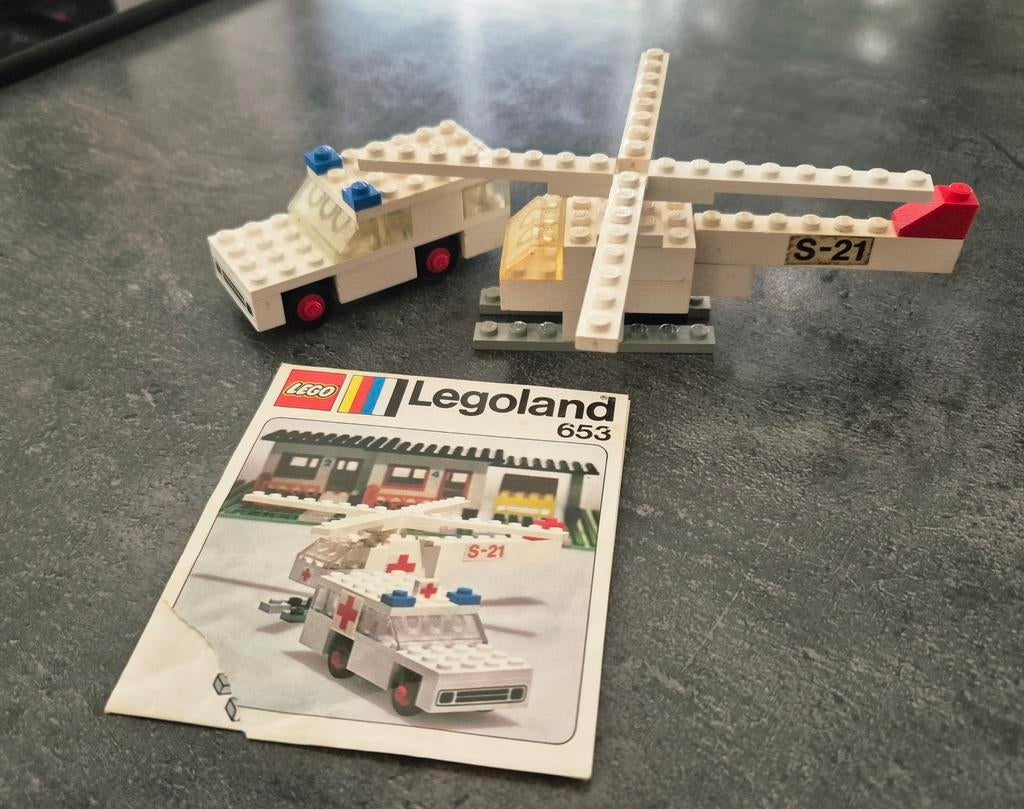 LEGO Legoland 653 Ambulance en Helikopter (Vintage), Gebruikt, Lego, Ophalen of Verzenden, LEGOLAND