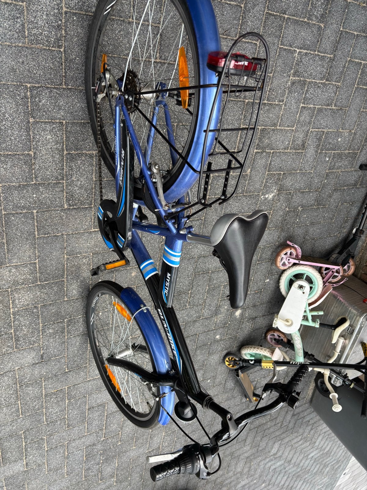 Mystic Run Bike - Blauwe kinderfiets met versnellingen, Gebruikt, Velgrem, Versnellingen, Minder dan 47 cm