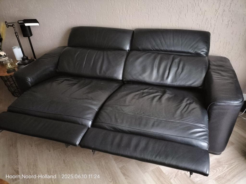 Mooie leren bank met verstelbare voetbank, Ophalen, Gebruikt, 75 tot 100 cm, Leer