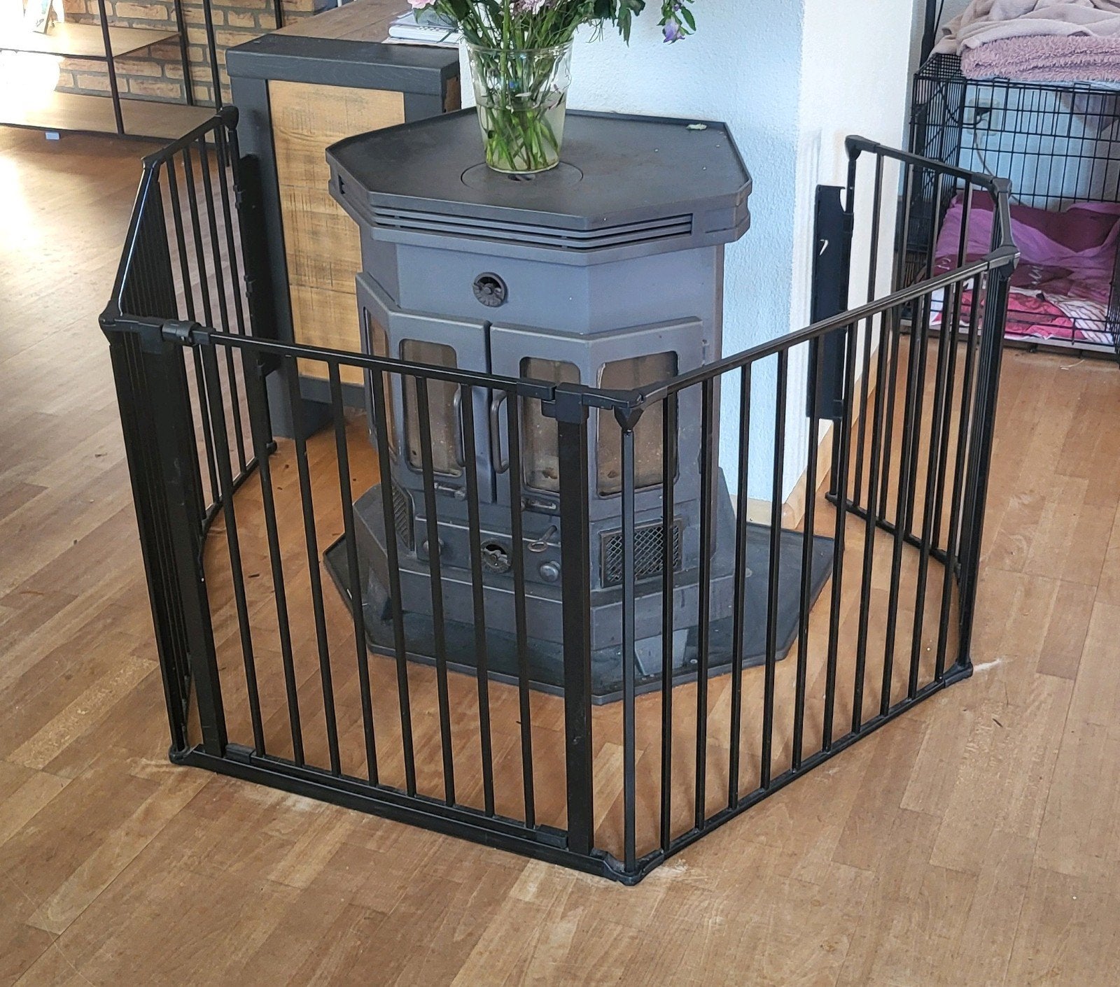 Stevig hekwerk met poortje voor openhaard of trap, Ophalen, Zo goed als nieuw, 115 cm of meer, Metaal of IJzer