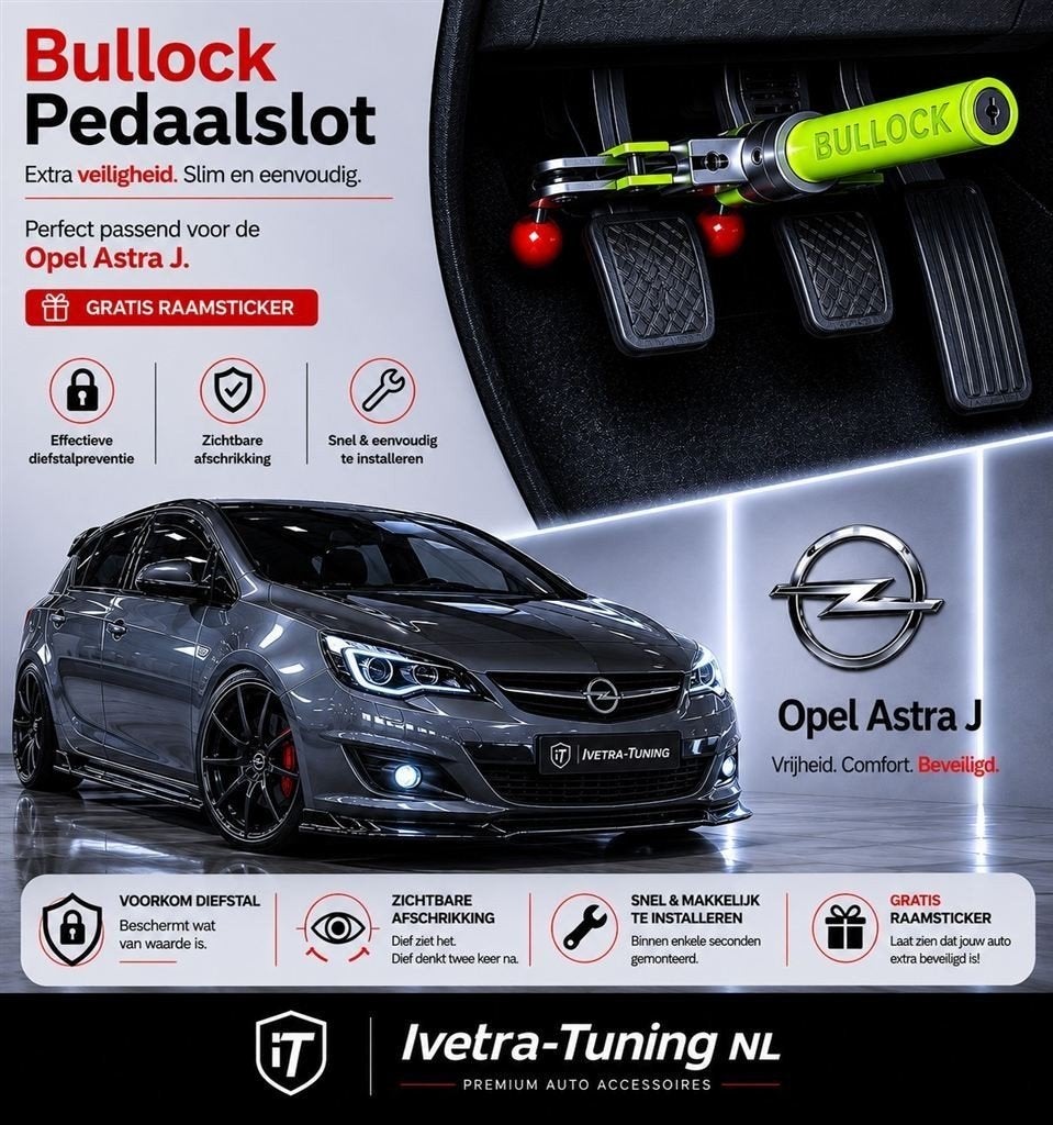 Pedaalslot Opel Astra J | Beveiliging Opel Astra J, Ophalen of Verzenden, Info@ivetra-tuning.nl | www.ivetra-tuning.nl, Ivetra-Tuning NL