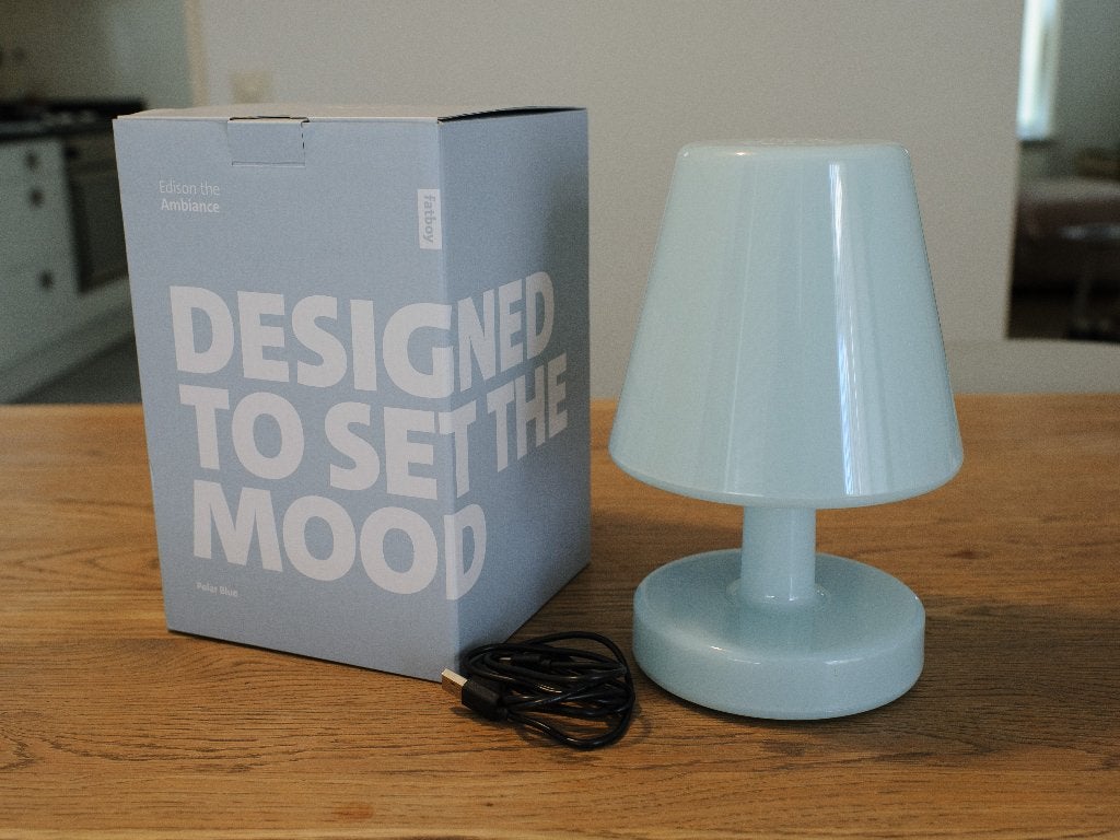 fatboy tafellamp Edison the Ambiance licht blauw, Huis en Inrichting, Blauw, Dimbaar, 25 cm, Overige fittingen