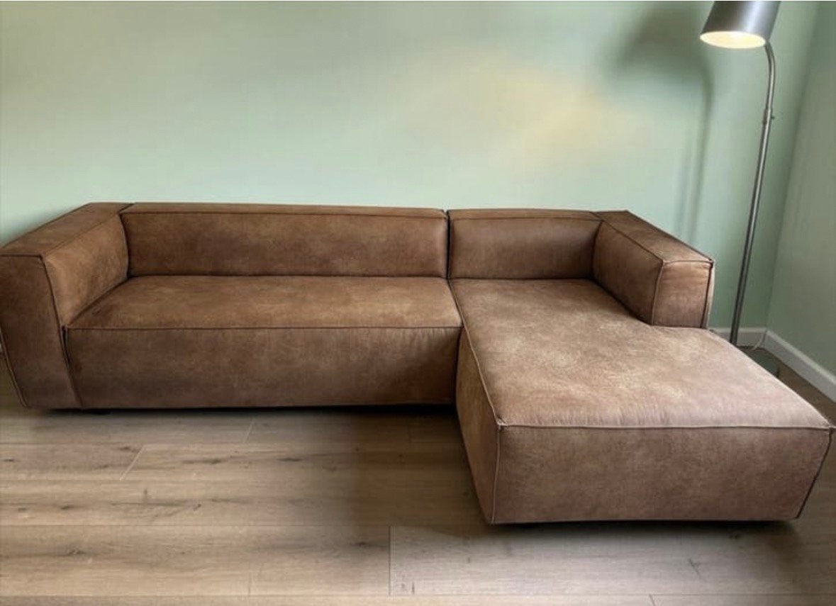 Hoekbank Wood Bean loungebank, Ophalen, Zo goed als nieuw, Leer