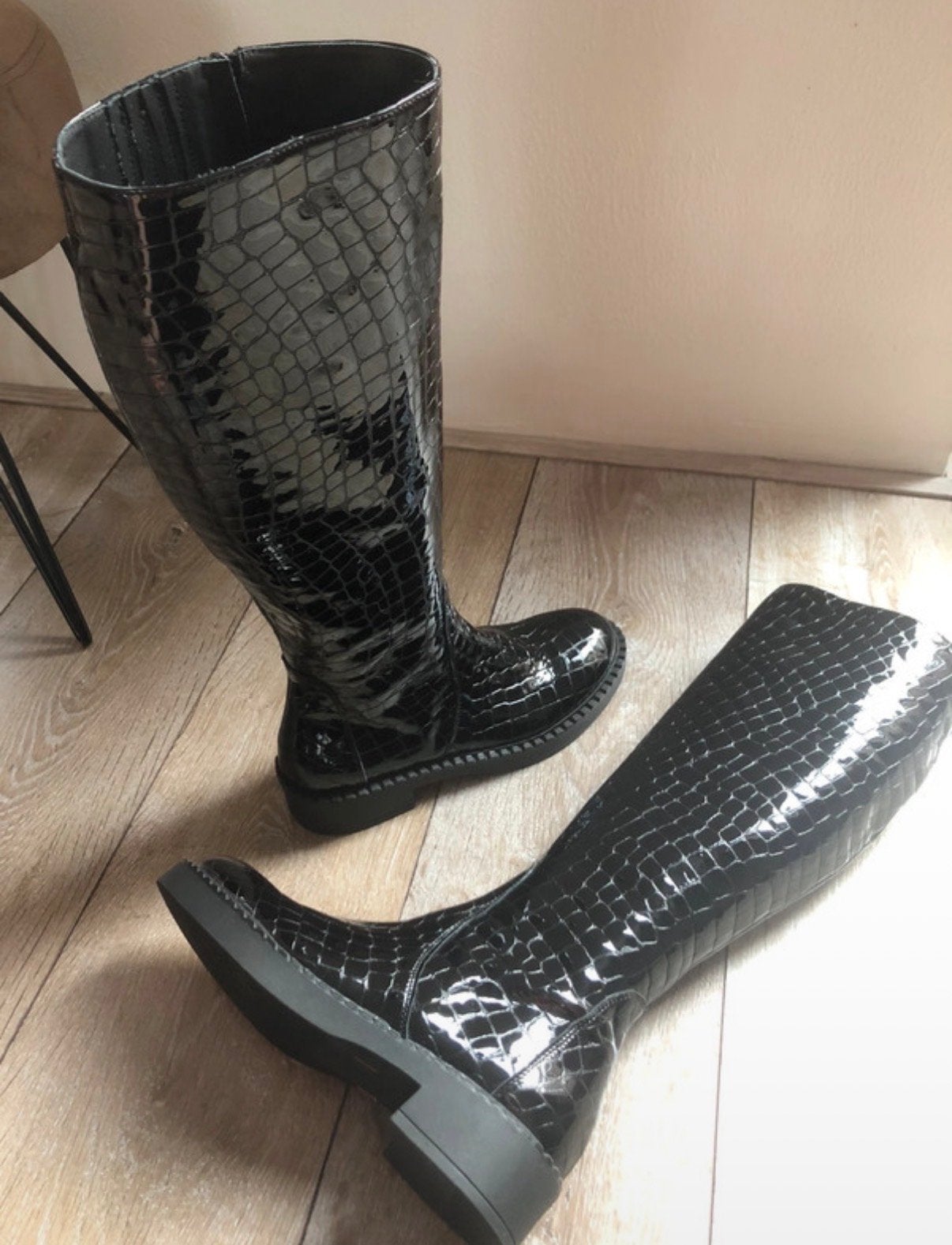 Roberto d'Angelo laklaarzen - Zwart - Maat 37, Kleding | Dames, Hoge laarzen, Zwart, Nieuw, Ophalen of Verzenden