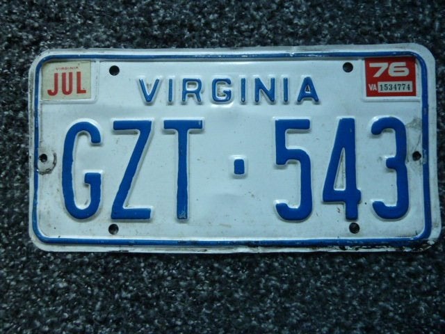Kentekenplaat licenseplate Virginia 1976 USA, Verzenden, Gebruikt, Auto's