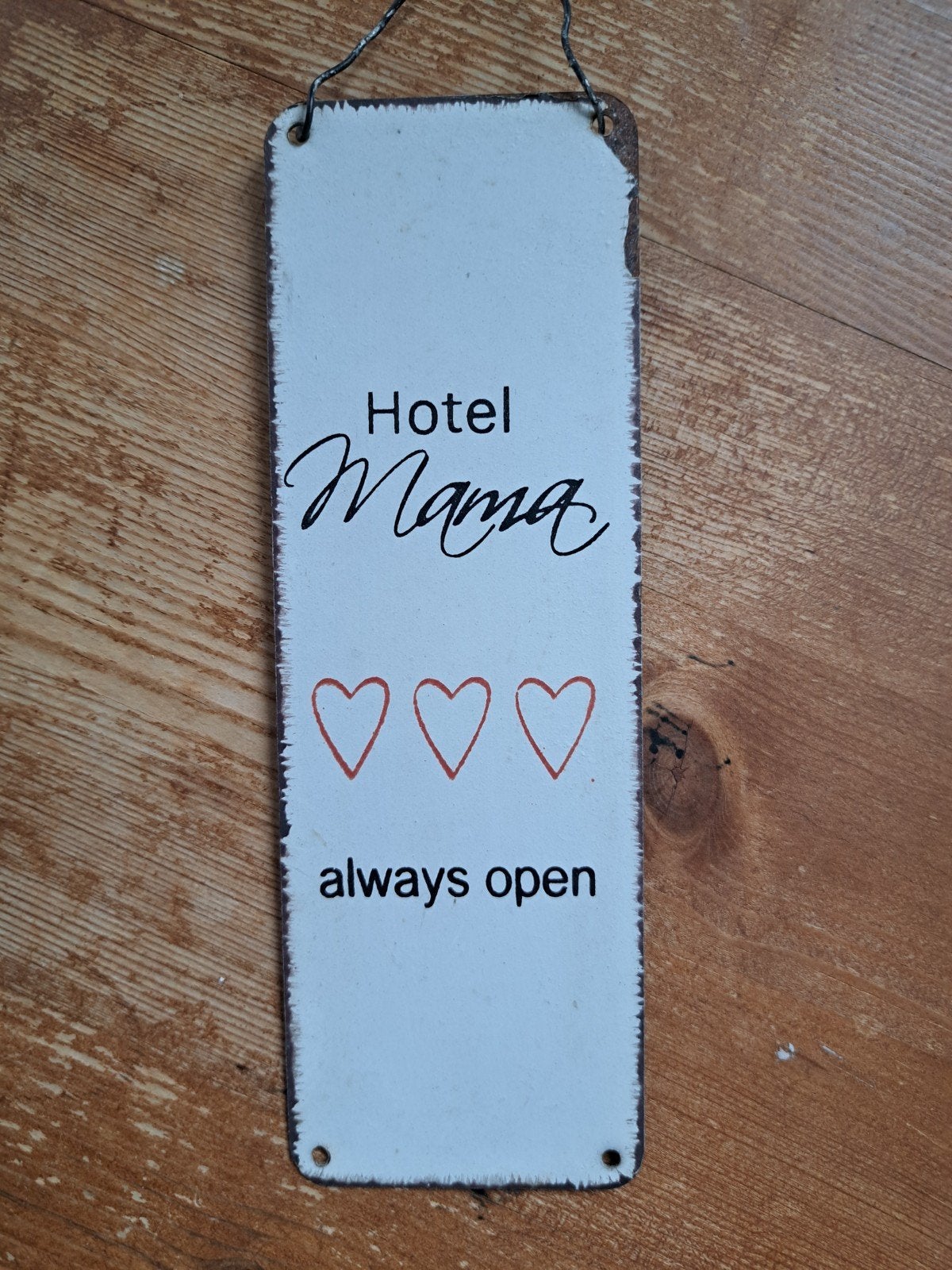 Emaille bordje "Hotel Mama always open", Antiek en Kunst, Antiek | Emaille, Ophalen of Verzenden